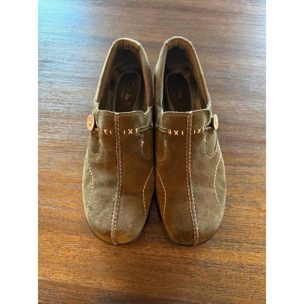 CLARK'S BENDABLE COMFORT BROWN SUEDE LEATHER  WORK SHOES SIZE 10M